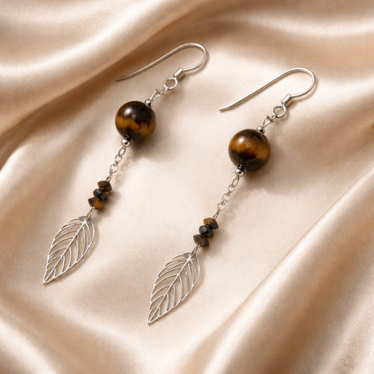 Boucles d'Oreilles Œil du Tigre - Argent 925 & Pierre Naturelle