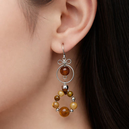 Boucles d'Oreilles Œil du Tigre Doré - Argent 925 & Pierre Naturelle