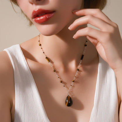 Pendentif Œil du Tigre Argent 925 | Lithothérapie Protection