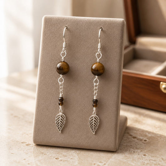 Boucles d'Oreilles Œil du Tigre - Argent 925 & Pierre Naturelle