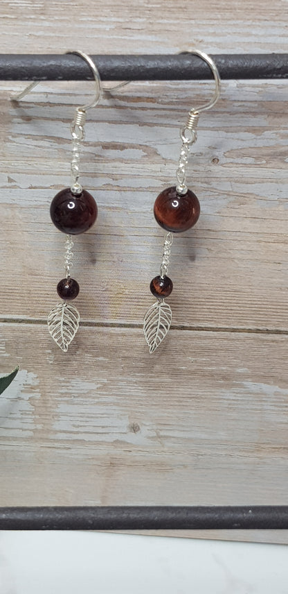 Oeil de taureau ou oeil du tigre rouge argent 925