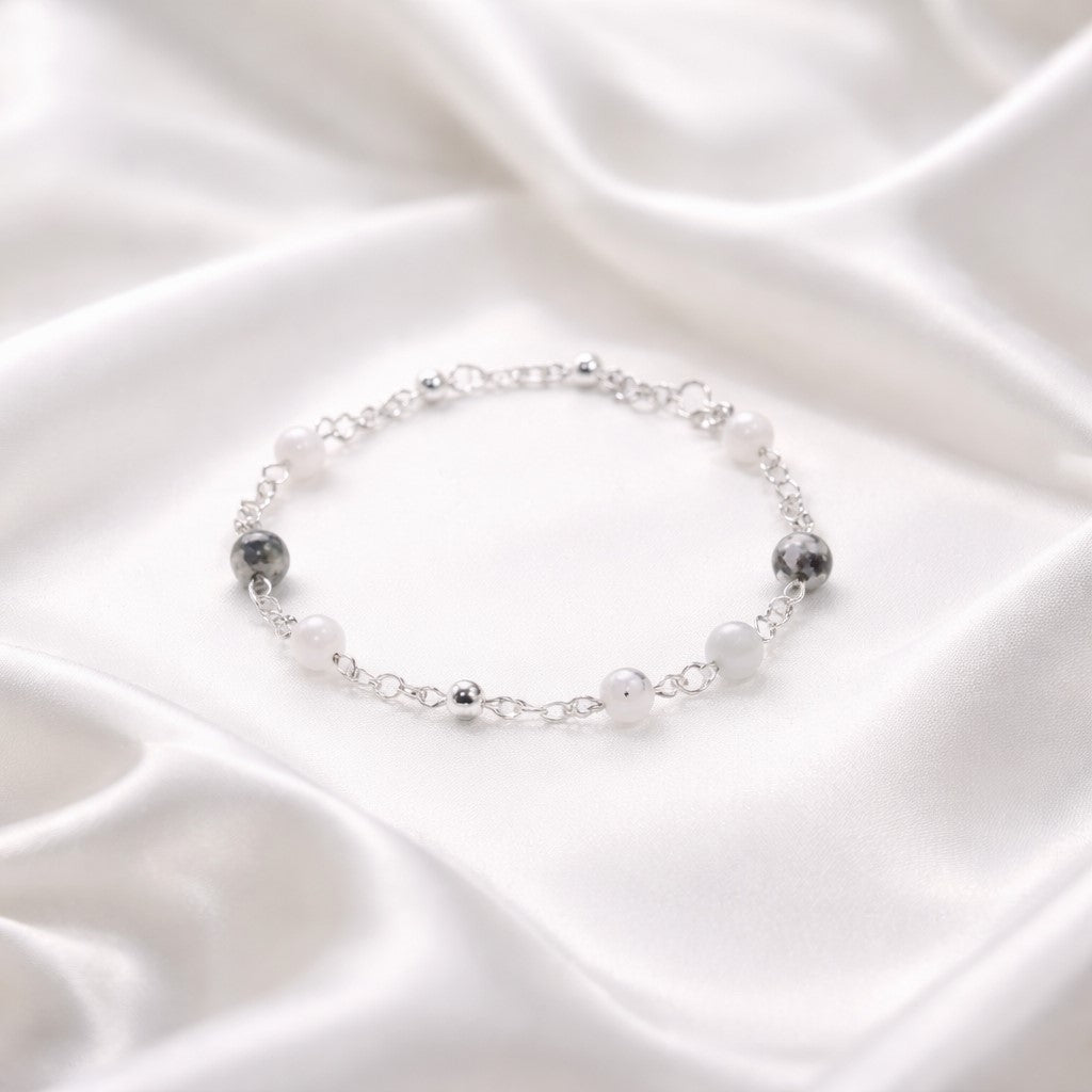 Bracelet Opale Blanc Argent 925 - Pierre Naturelle