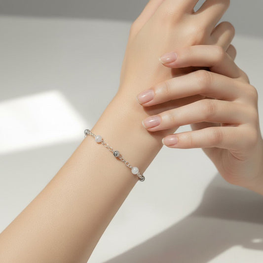 Bracelet Opale Blanc Argent 925 - Pierre Naturelle