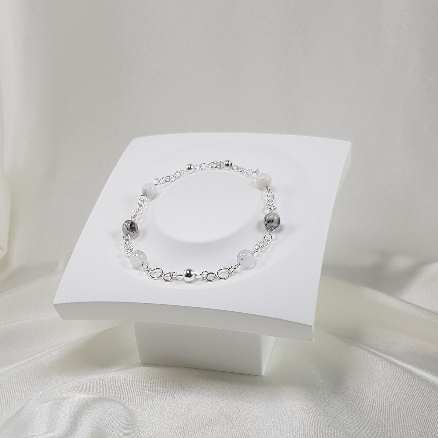 Bracelet opale blanc en argent 925 - pierre naturelle 