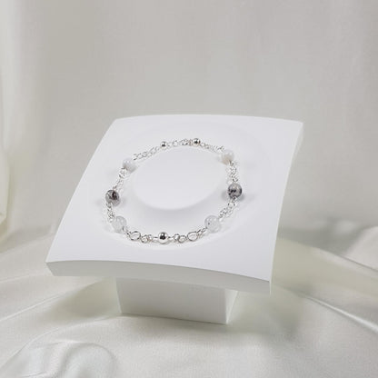 Bracelet opale blanc en argent 925 - pierre naturelle 