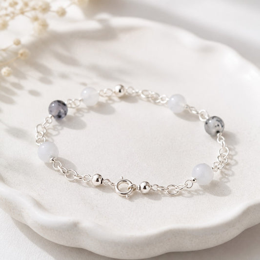 Bracelet Opale Blanc Argent 925 - Pierre Naturelle