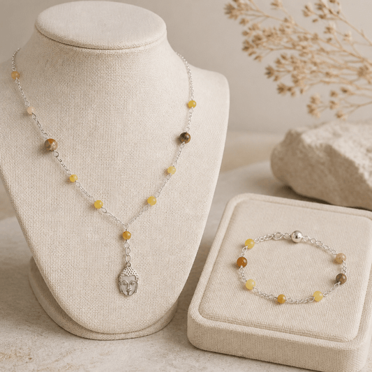 Parure Opale Jaune Argent 925 - Opale de Feu Mexicaine