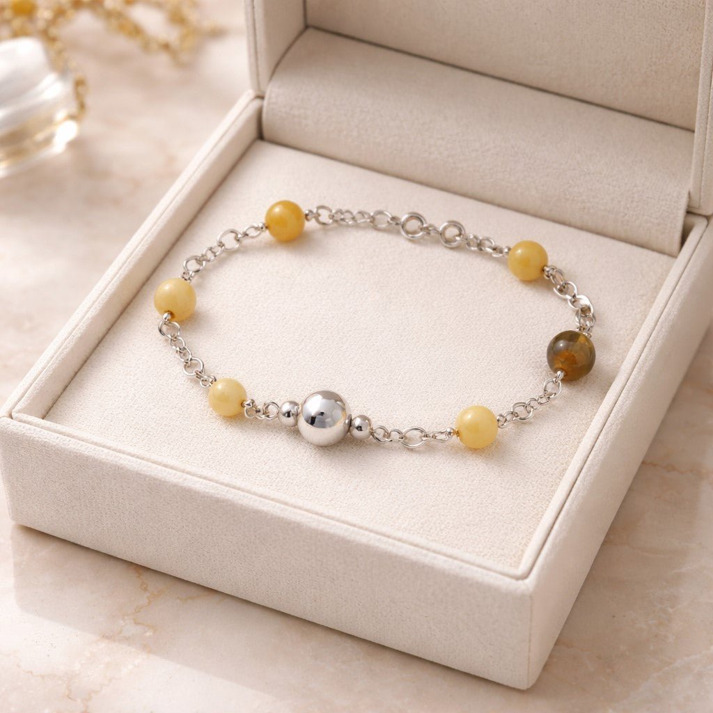Bracelet Opale Jaune Argent 925 - Opale de Feu Mexicaine