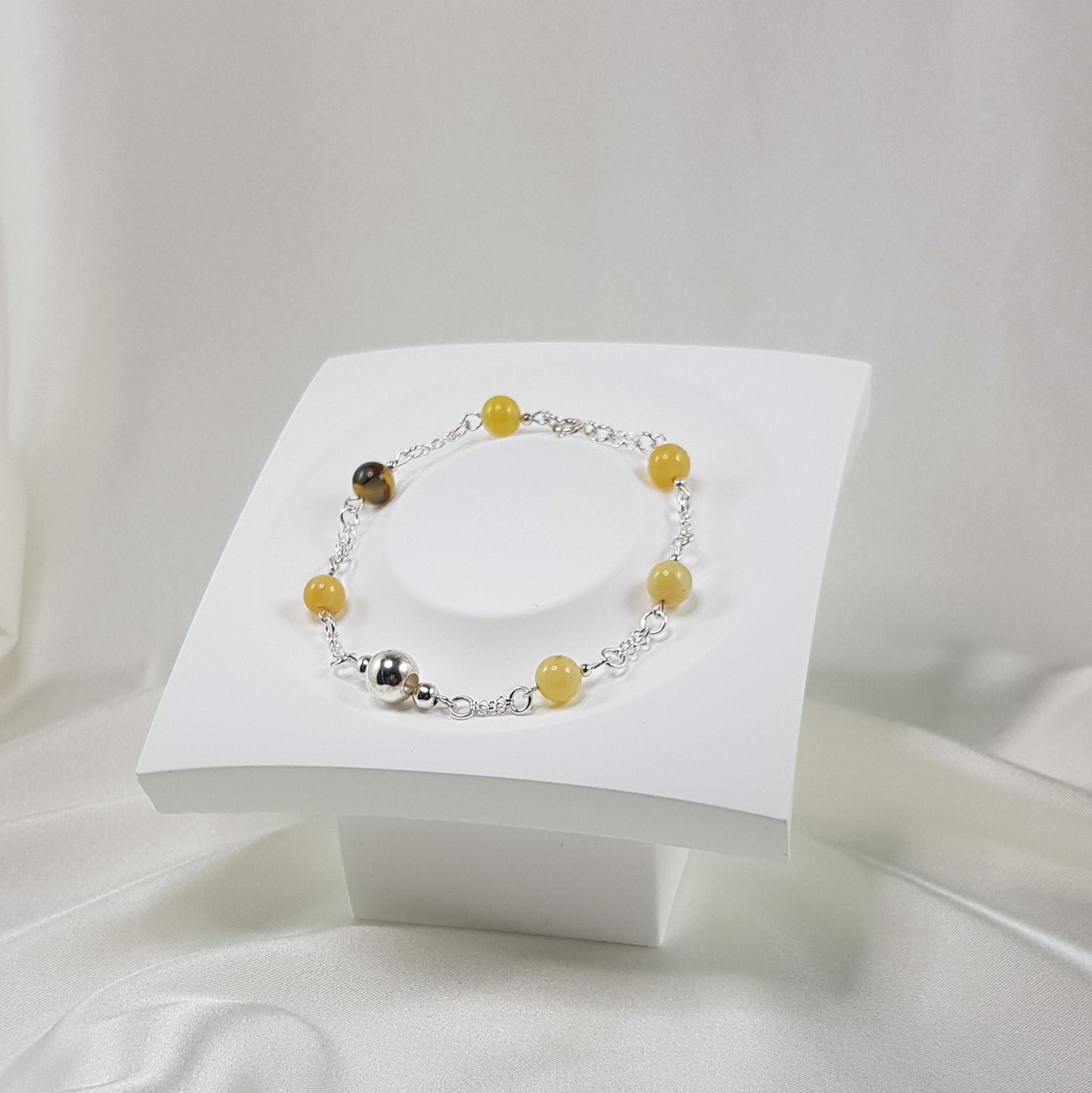 Bracelet opale jaune en argent 925 - opale de feu mexicaine 