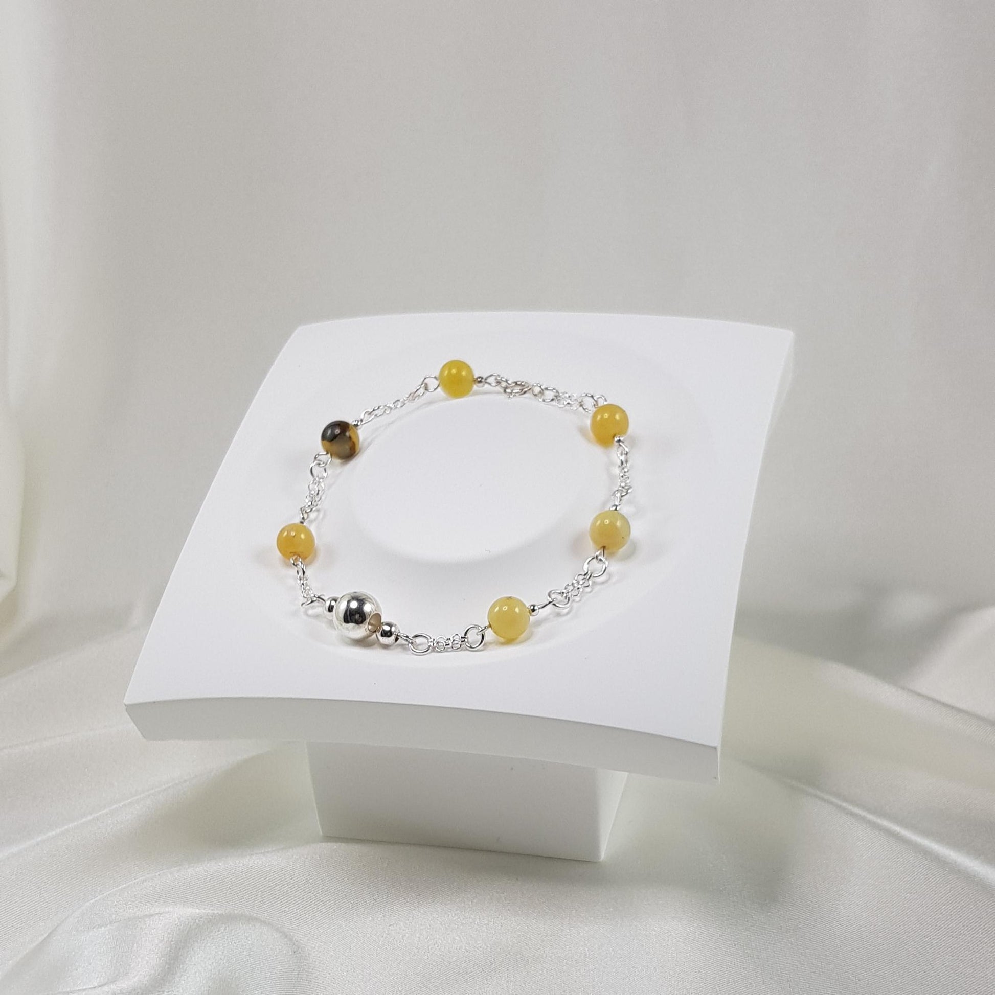 Bracelet opale jaune en argent 925 - opale de feu mexicaine 