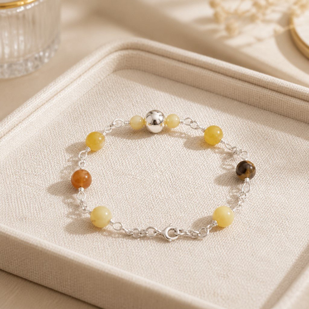 Bracelet Opale Jaune Argent 925 - Opale de Feu Mexicaine