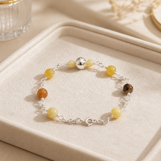 Bracelet Opale Jaune Argent 925 - Opale de Feu Mexicaine