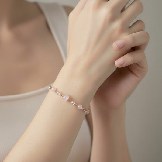 Bracelet Opale Rose Argent 925 Plaqué Or Rose