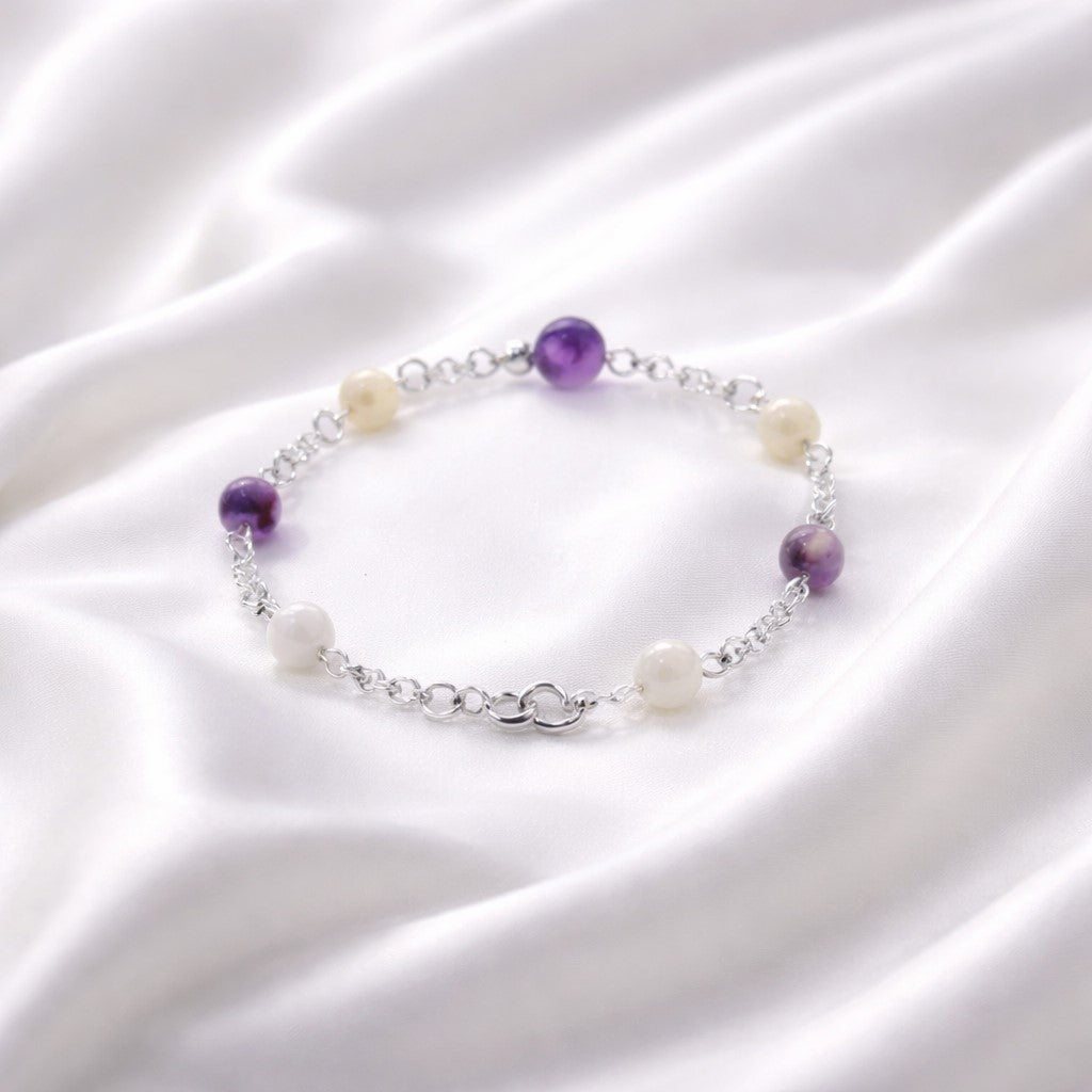 Bracelet Opale Violette Argent 925 - Pierre Naturelle