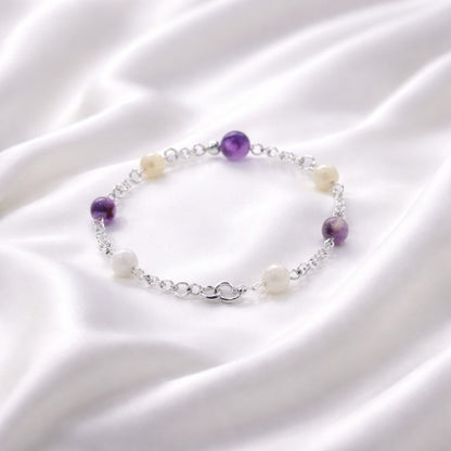 Bracelet Opale Violette Argent 925 - Pierre Naturelle