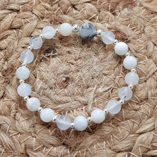 Bracelet opale blanc, argent 925