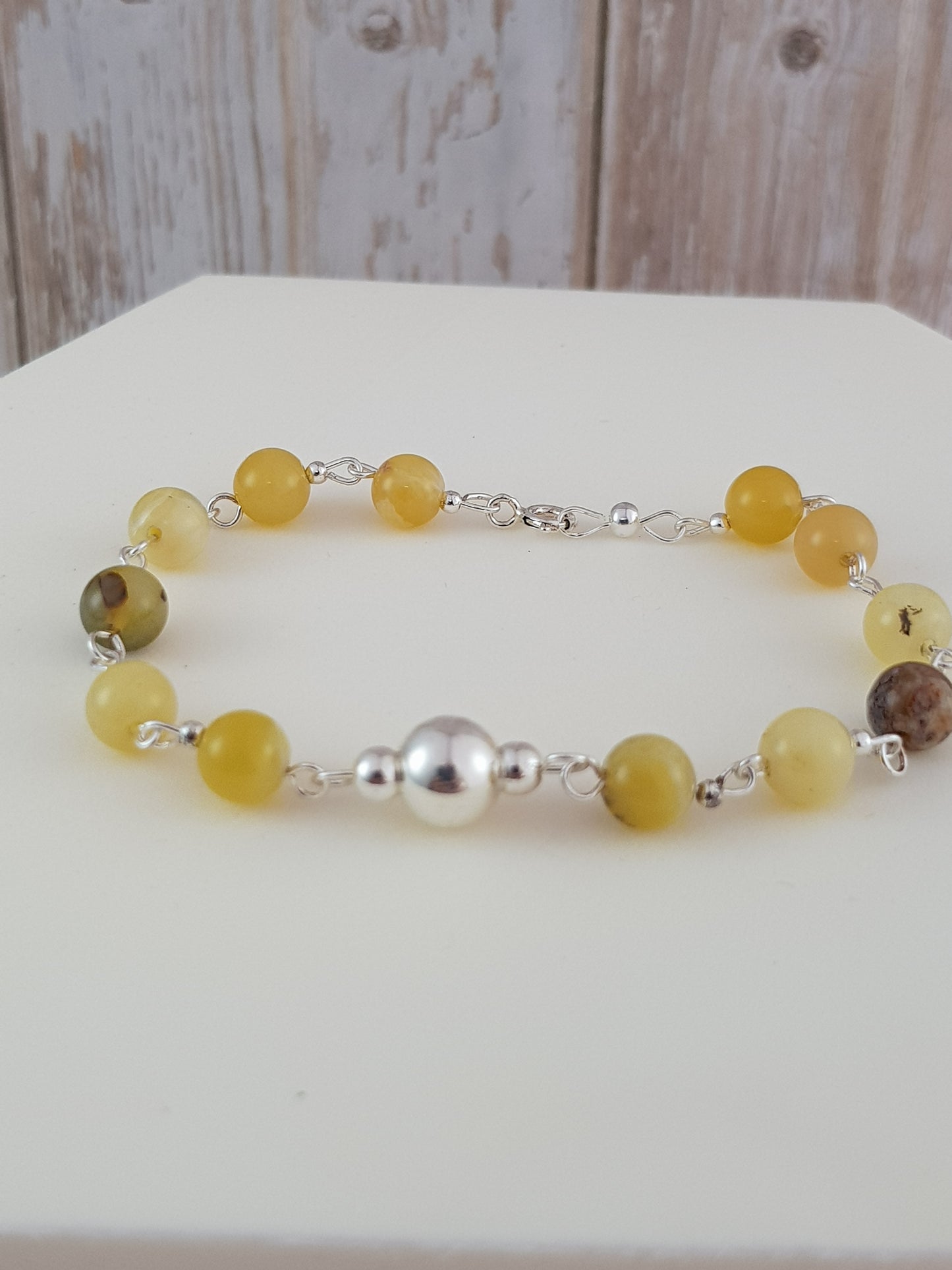 Bracelet opale jaune ou opale de feu mexicaine argent 925