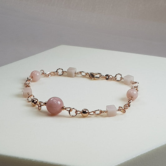 Opale rose argent 925 plaque or rose