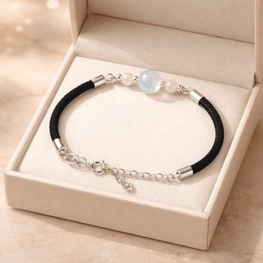 Bracelet Opaline Argent 925 simili cuir