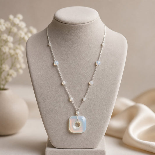 Pendentif Opaline Argent 925 | Lithothérapie Apaisement