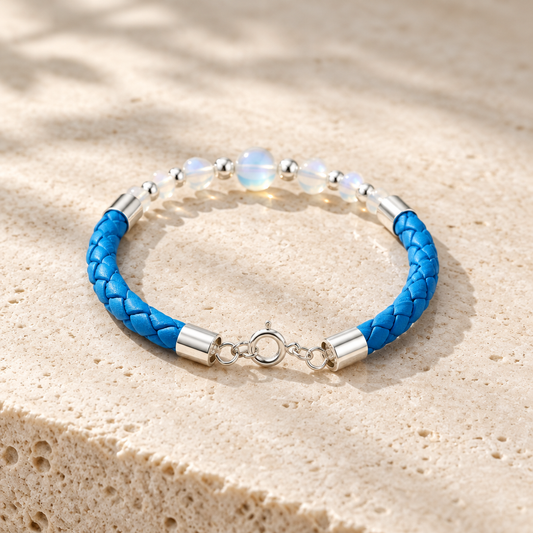Bracelet Opaline Argent 925 simili cuir