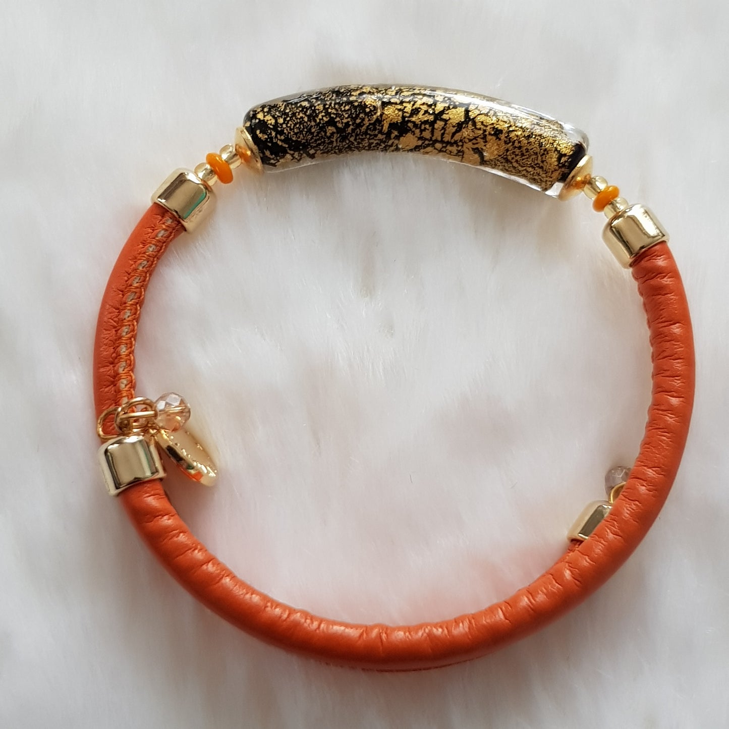 Bracelet murano tube orange