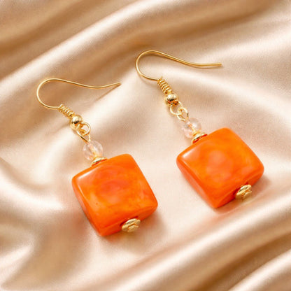 Boucles d'Oreilles Murano Corail 9244 - Verre de Venise Authentique