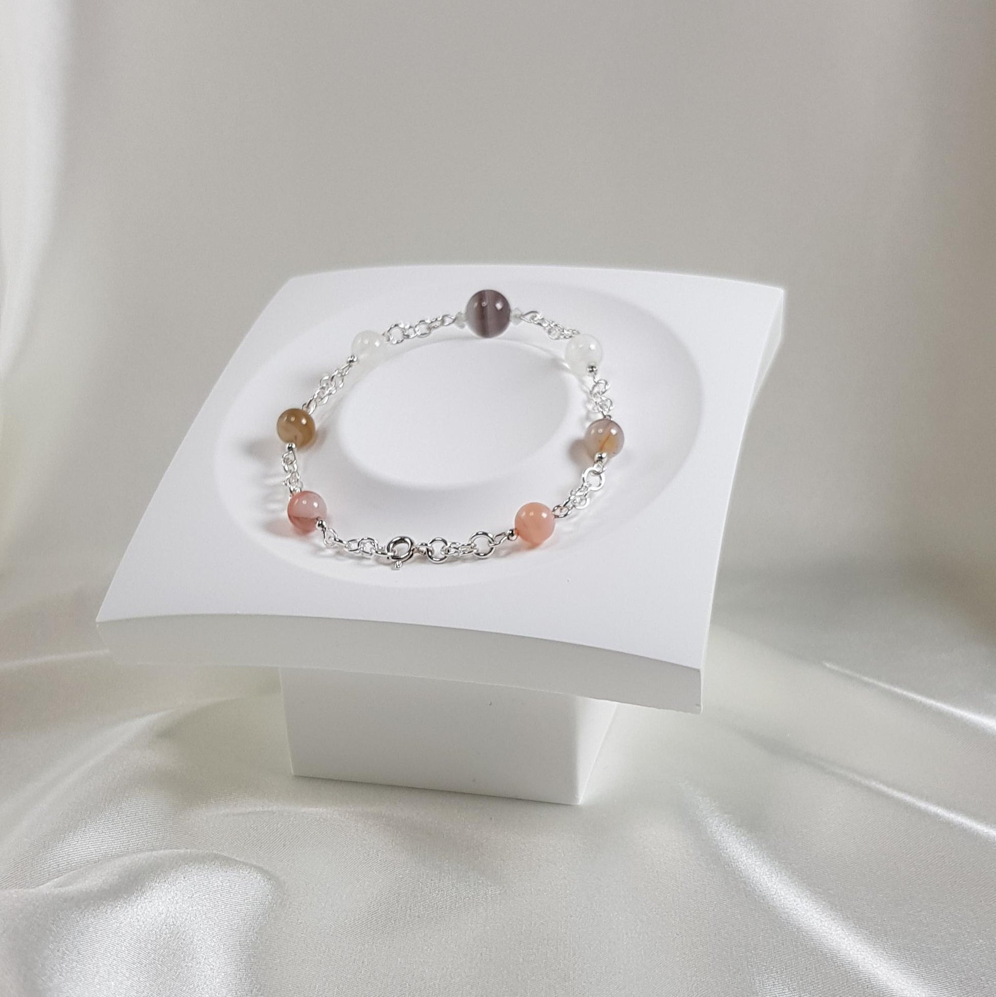 Bracelet paix intérieure en argent 925 - lithothérapie pierres naturelles 