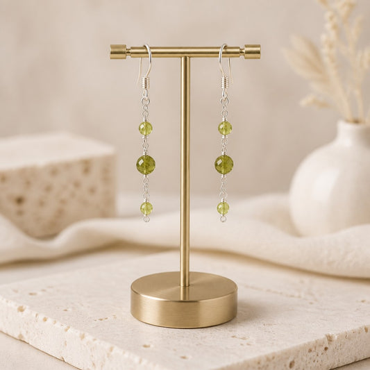 Boucles d'Oreilles péridot - Argent 925 & Pierre Naturelle