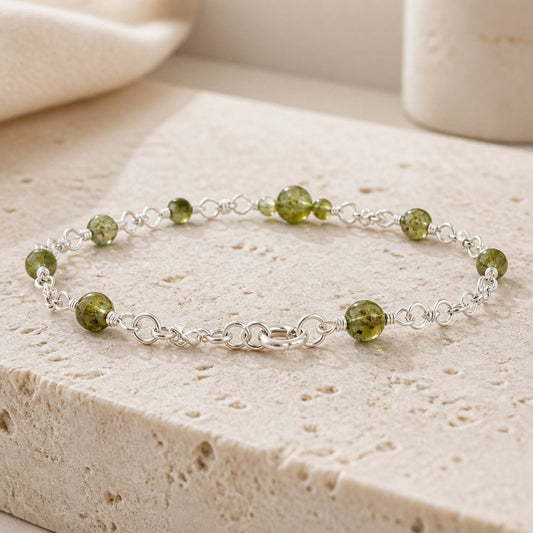 Bracelet Péridot Argent 925 - Pierre Naturelle