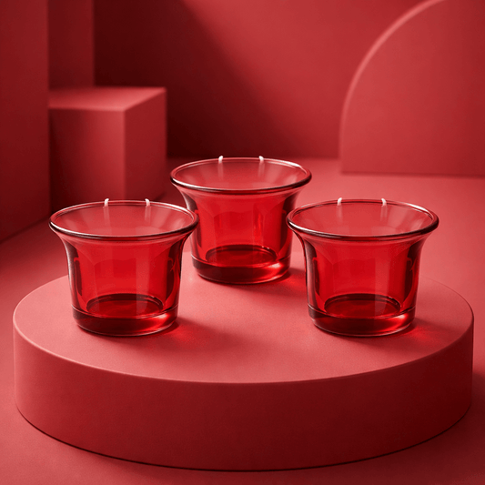 Photophore en verre rouge - Créez une ambiance chaleureuse et romantique.