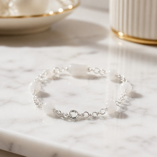 Bracelet Pierre de Lune Blanche Argent 925