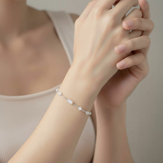 Bracelet Pierre de Lune Blanche Argent 925 -