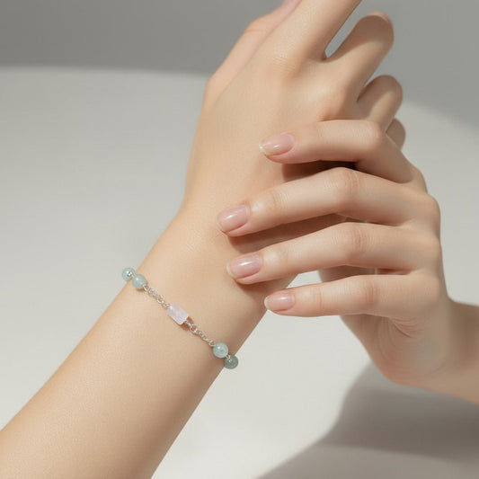 Bracelet Pierre de Lune Verte et Blanche Argent 925