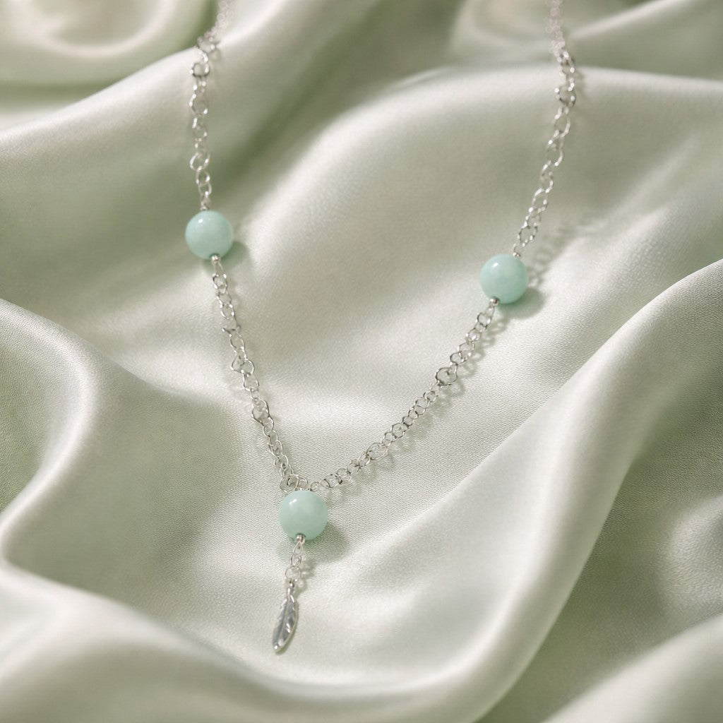Pendentif Pierre de Lune Verte Argent 925 - Pierre Naturelle