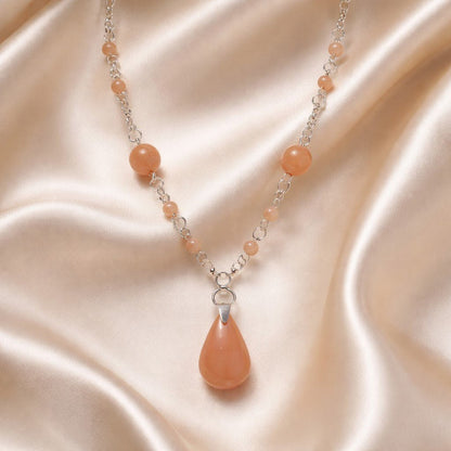 Pendentif Pierre de Soleil Goutte Argent 925 - Pierre Naturelle