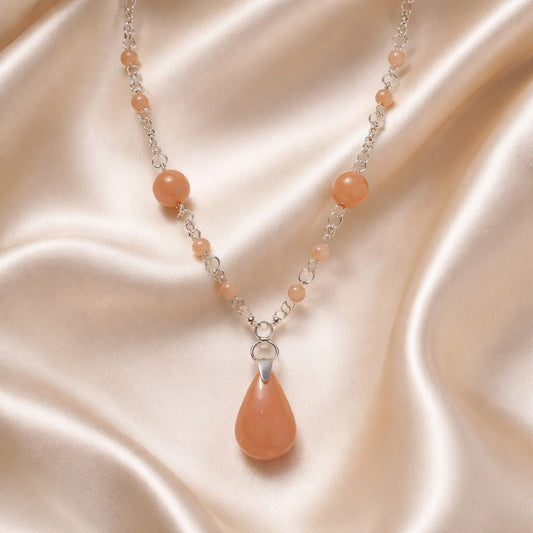 Pendentif Pierre de Soleil Goutte Argent 925 - Pierre Naturelle