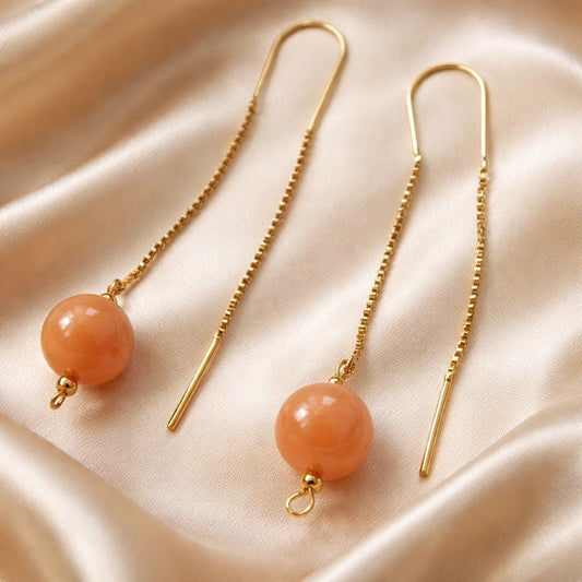 Boucles d'Oreilles Pierre de Soleil - Argent 925 Plaqué Or 1 Micron