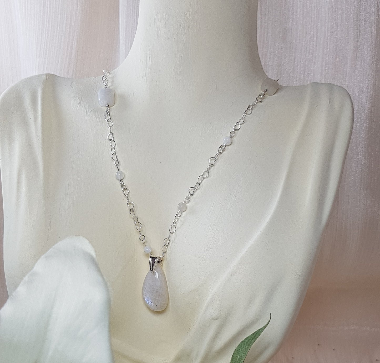 pierre de lune blanche argent 925