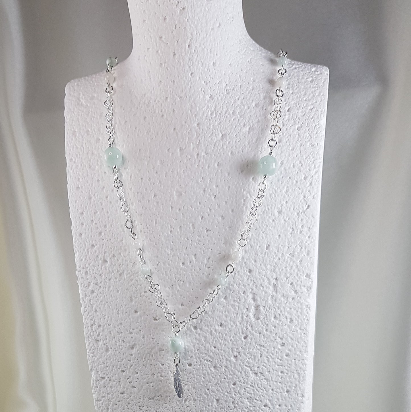Pendentif pierre de lune verte en argent 925 - pierre naturelle