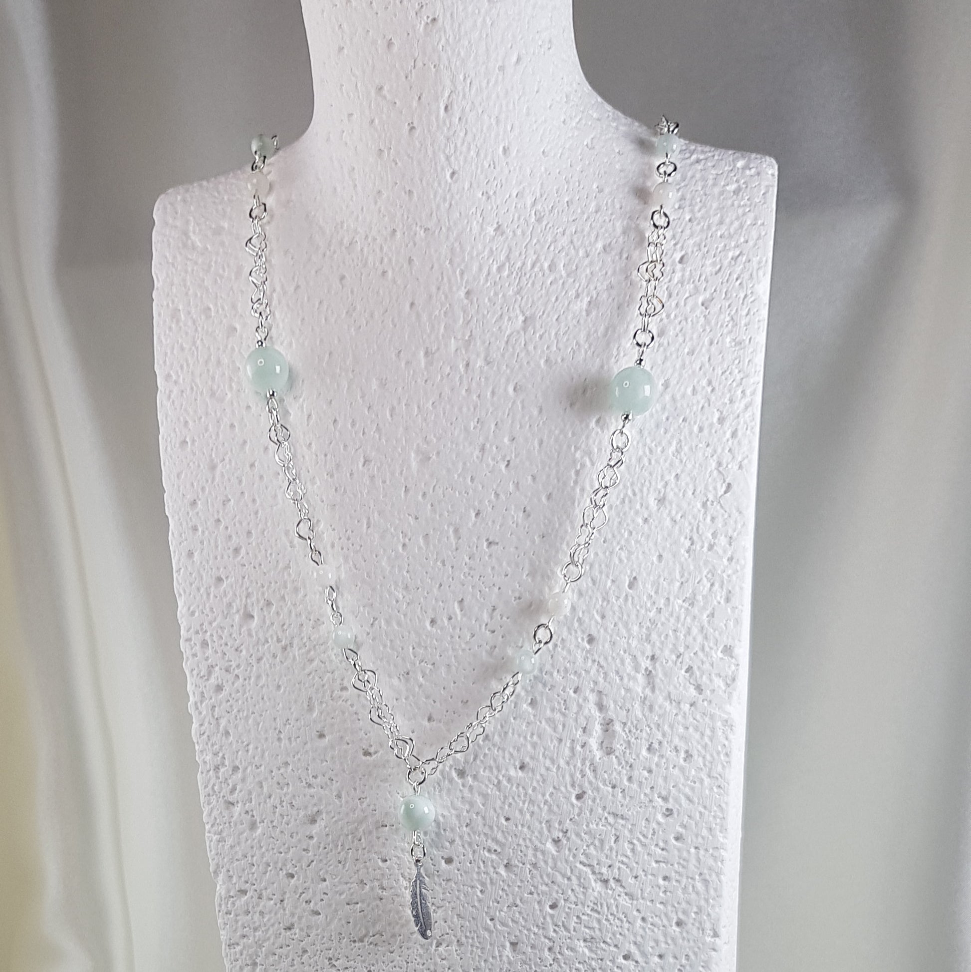 Pendentif pierre de lune verte en argent 925 - pierre naturelle