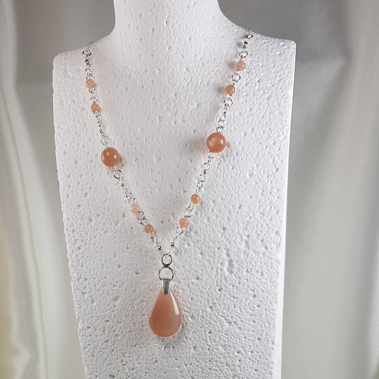 Pendentif pierre de soleil goutte en argent 925 - pierre naturelle