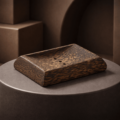 Porte-savon en bois de coco naturel - Écologie et exotisme pour votre salle de bain.