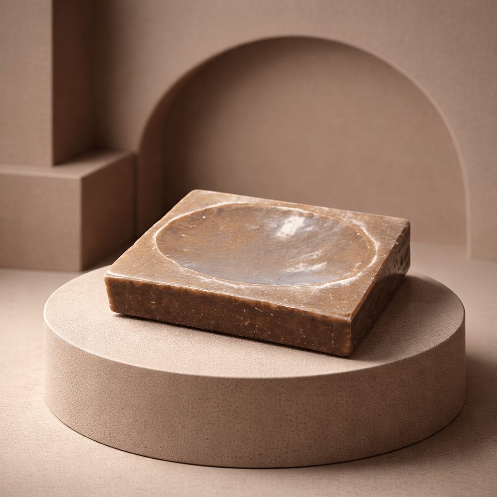 Porte-savon en stéatite et marbre creux - Design sculptural et fonctionnel.