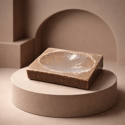 Porte-savon en stéatite et marbre creux - Design sculptural et fonctionnel.