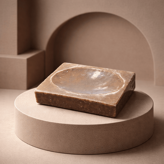 Porte-savon en stéatite et marbre creux - Design sculptural et fonctionnel.