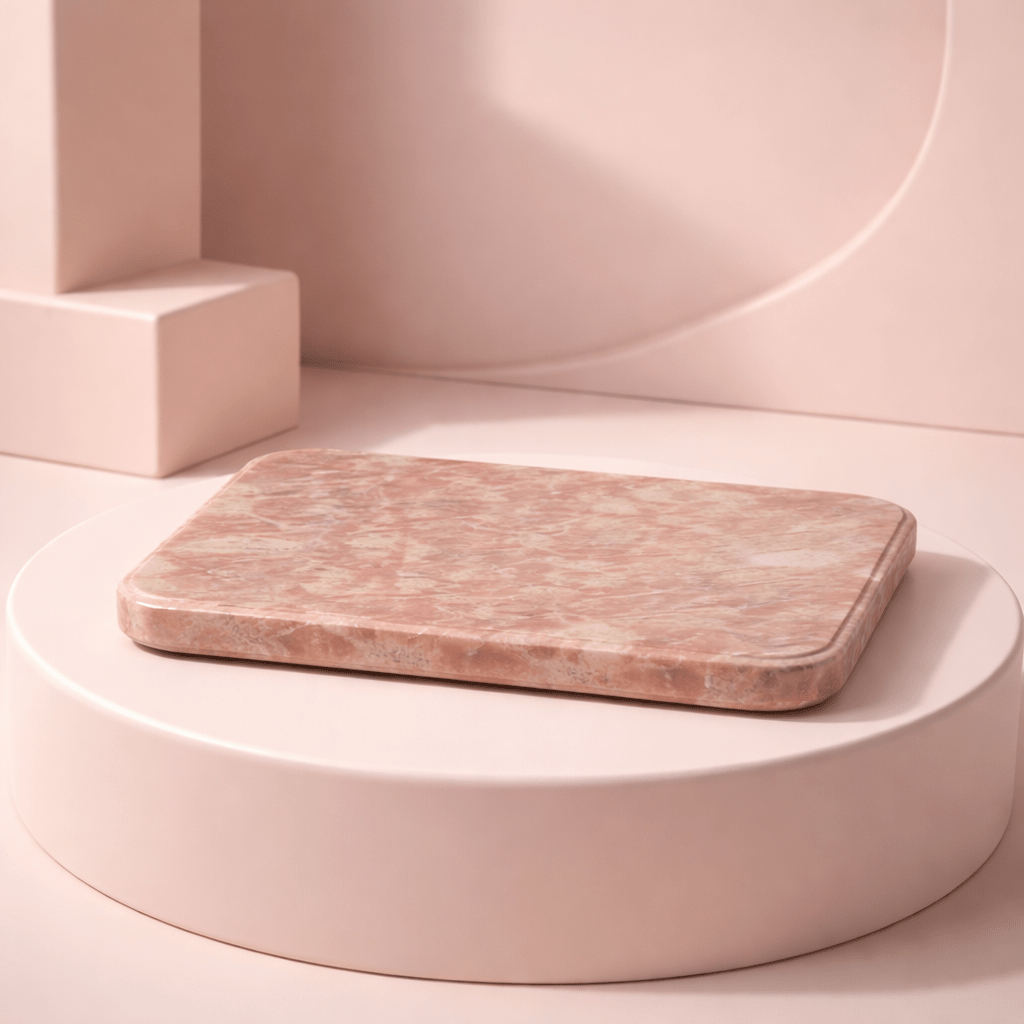 Porte-savon en stéatite et marbre strié fin - Élégance des lignes naturelles.