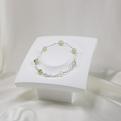 Bracelet préhnite en argent 925 - pierre naturelle verte 
