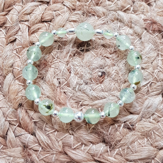 Bracelet prehnite, argent 925