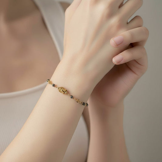 Bracelet Pyrite Acier - Pierre Naturelle